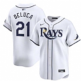 Men's Tampa Bay Rays #21 Jonny DeLuca White Home Limited Stitched Baseball Jersey Dzhi,baseball caps,new era cap wholesale,wholesale hats